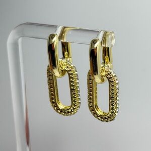 Textured 14k Yellow  Gold  filled Links Drop Earrings for Women